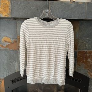 Majestic Filatures Striped Fitted Grey White Striped Crew Deluxe Tee Shirt 1/Sma
